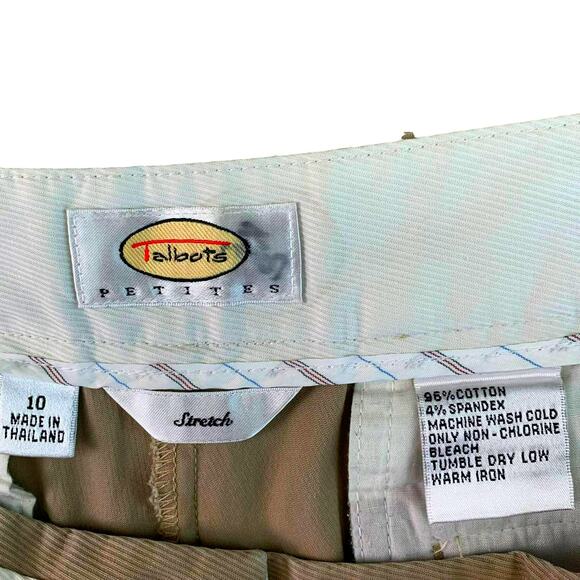 Talbots Petites Stretch Straight Leg Mid Rise Casual Pants Women Size 10 Khaki - Picture 11 of 11